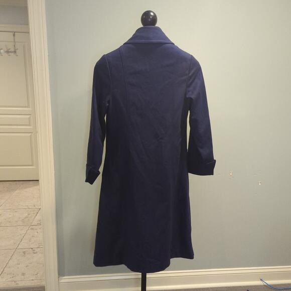Davis of Boston Vintage Navy Wool Coat Size 12 Brooch Classic Mid Calf Length - Picture 3 of 10